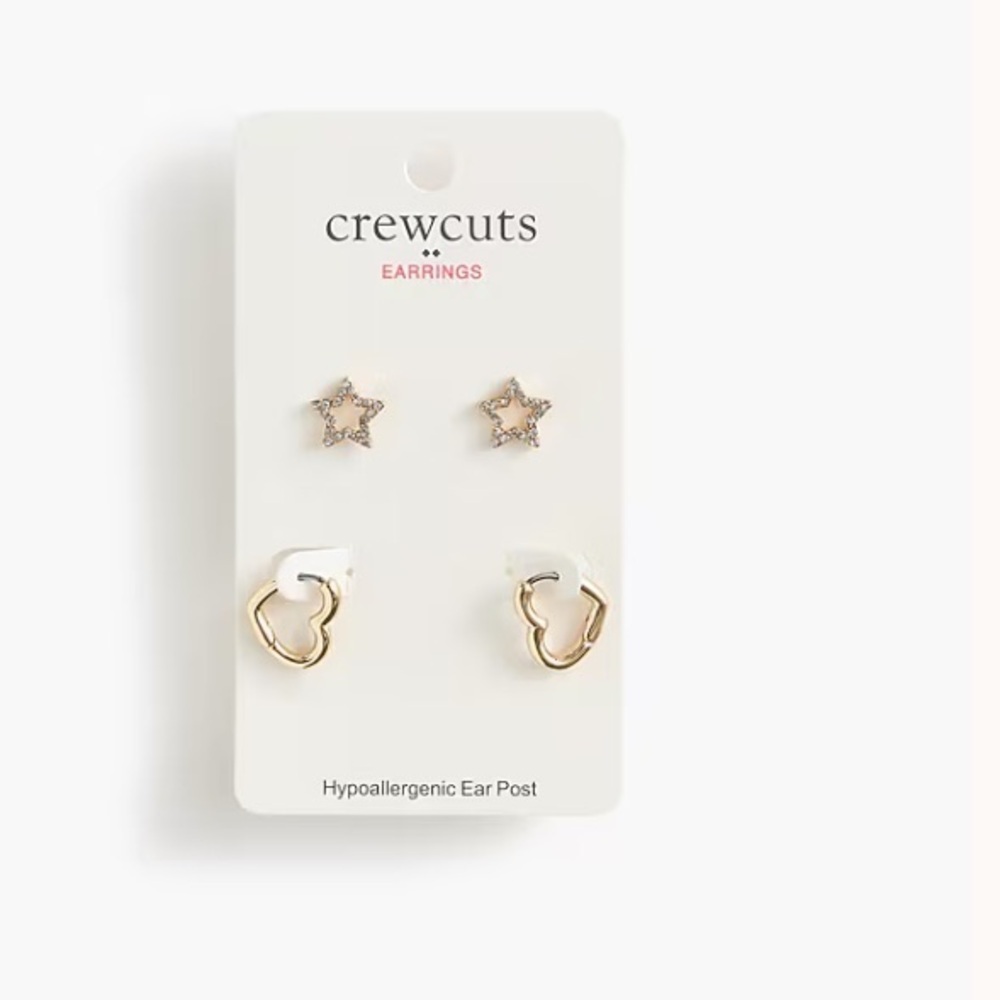 J crew Girls' heart earrings two-pack